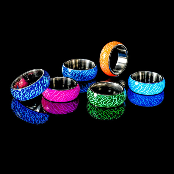 Luminous Crack Ring Stainless Steel Geometric Dripping Glue Fashion Jewelry For Men And Women