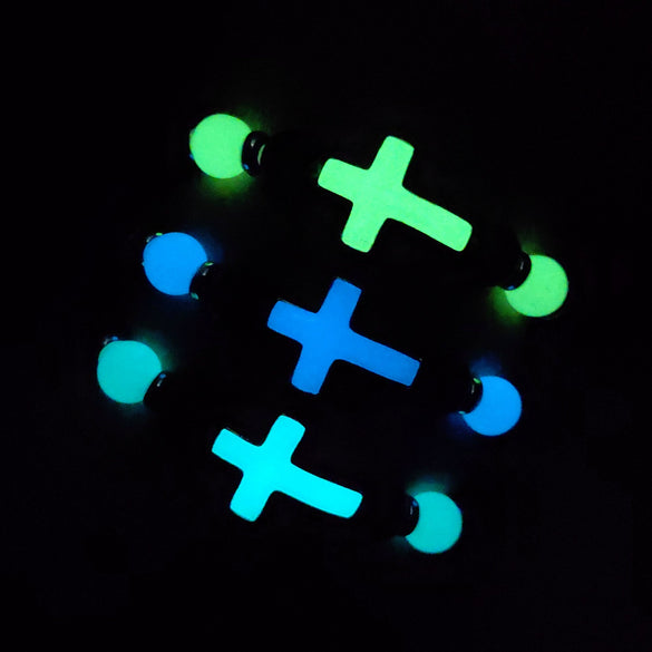 Luminous Cross Bracelet Handmade With Volcanic Stone For Unisex