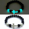 Luminous Cross Bracelet Handmade With Volcanic Stone For Unisex