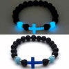 Luminous Cross Bracelet Handmade With Volcanic Stone For Unisex