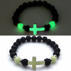 Luminous Cross Bracelet Handmade With Volcanic Stone For Unisex
