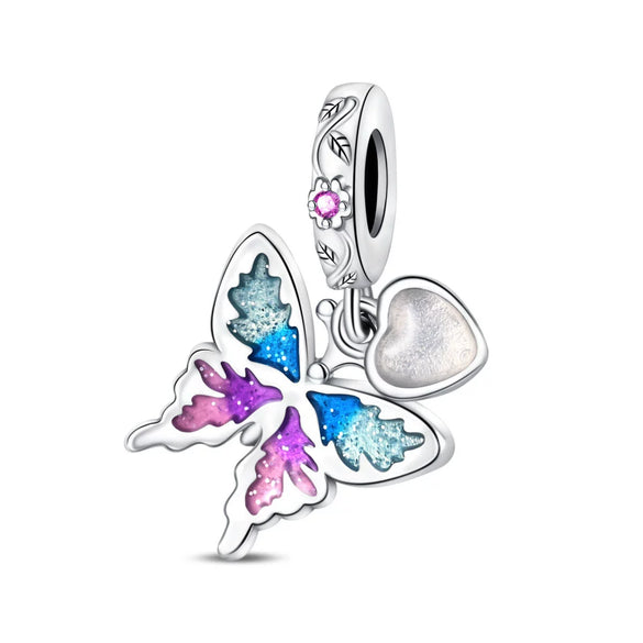 Luminous Diy Accessories Bracelet 925 Silver Plated Dragonfly Butterfly Charm Beads Dripping Oil Design