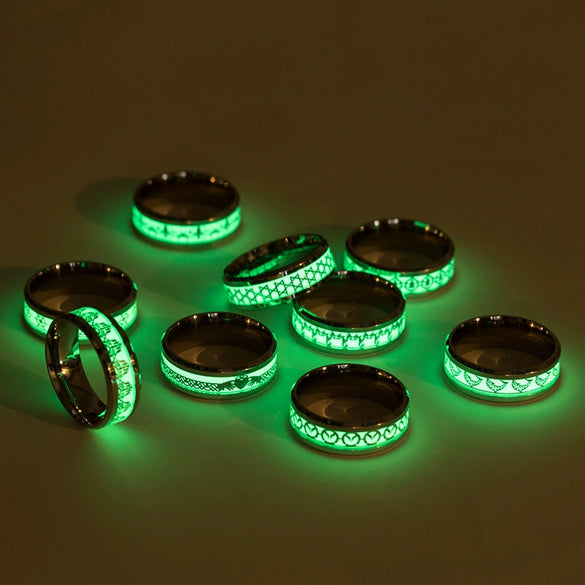 Luminous Elephant Ring Animal Series Jewelry Stainless Steel Dripping Oil Unisex