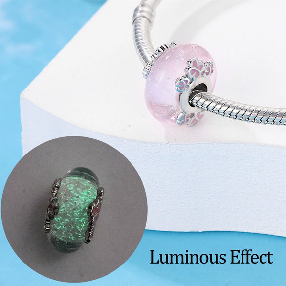 Luminous Glass Beads Charm Copper Silverplated Dripping Oil Bracelet Necklace