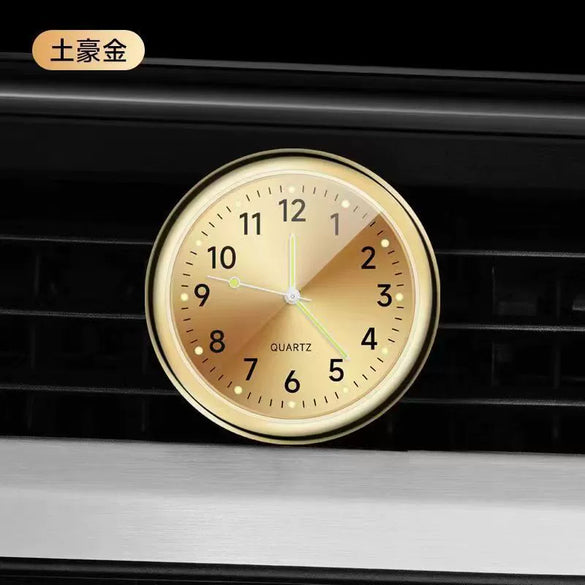 Luminous Metal Car Clock Air Vent Clip Round Dial Alloy Case Business Style