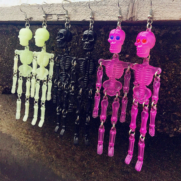 Luminous Pvc Skull Keychain With Multi Joint Design Halloween Pendant Gift Accessory