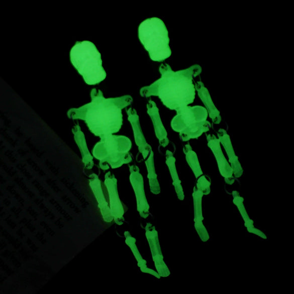 Luminous Pvc Skull Keychain With Multi Joint Design Halloween Pendant Gift Accessory