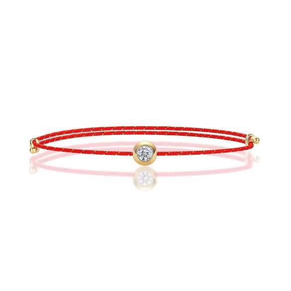 Luminous Red Rope Beaded Moissanite Inlaid 925 Silver Unisex Bracelet