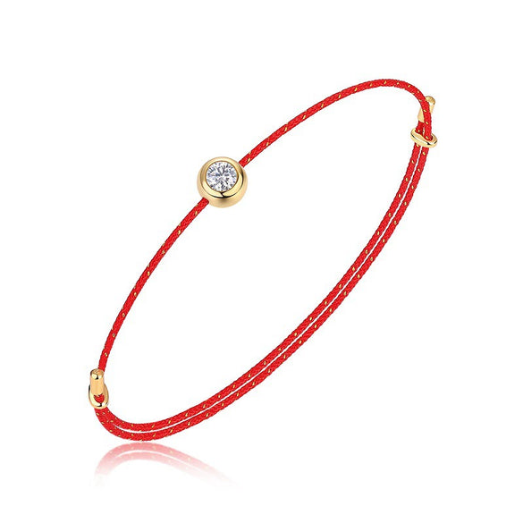 Luminous Red Rope Beaded Moissanite Inlaid 925 Silver Unisex Bracelet