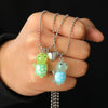 Luminous Tortoise Love Magnetic Pendant Couple Necklace Resin Plastic Animal Shape Electroplating