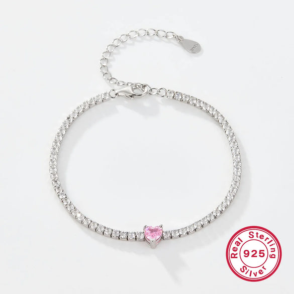 Luxurious Heart Shape Sterling Silver Inlay Zircon White Gold Plated