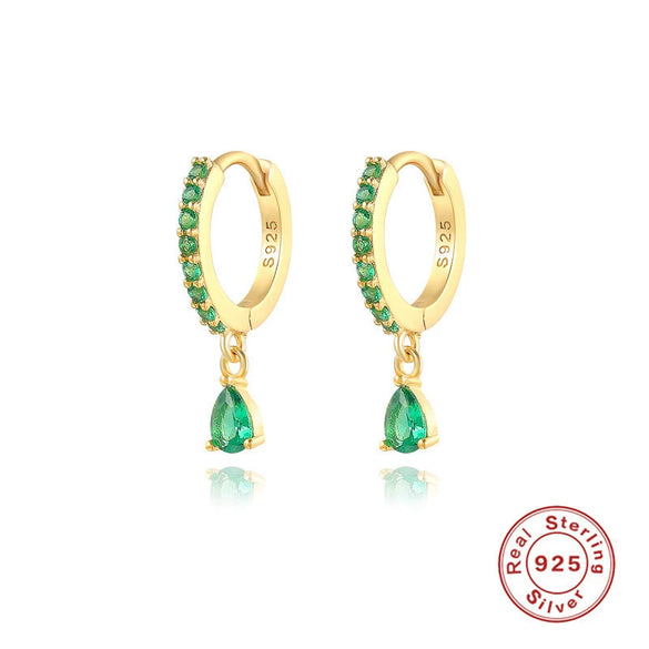 Luxurious High End S925 Sterling Silver Colorful Drop Shaped Women's Earrings With Electroplating