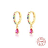 Luxurious High End S925 Sterling Silver Colorful Drop Shaped Women's Earrings With Electroplating