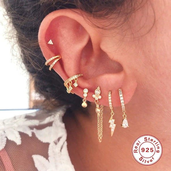 Luxurious High End S925 Sterling Silver Colorful Drop Shaped Women's Earrings With Electroplating