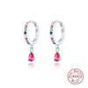 Luxurious High End S925 Sterling Silver Colorful Drop Shaped Women's Earrings With Electroplating