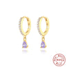 Luxurious High End S925 Sterling Silver Colorful Drop Shaped Women's Earrings With Electroplating