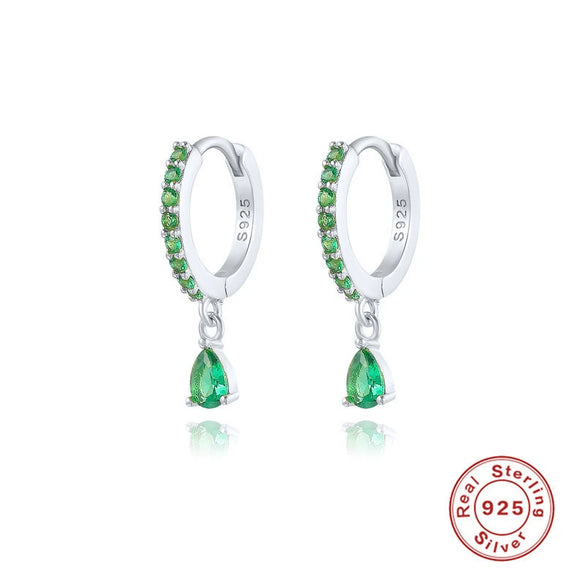 Luxurious High End S925 Sterling Silver Colorful Drop Shaped Women's Earrings With Electroplating