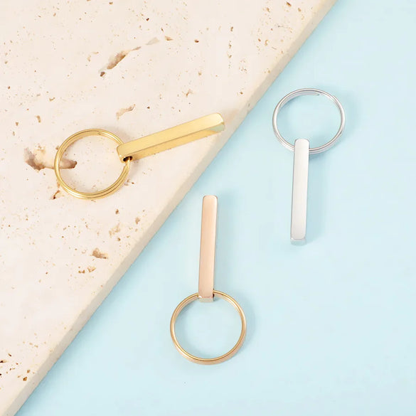 Luxurious Customization Laser Engraving Solid Color 304 Stainless Steel Unisex Keychain