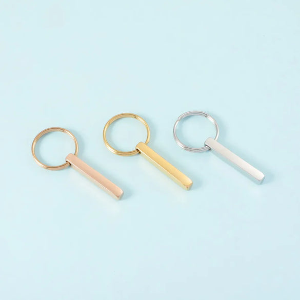 Luxurious Customization Laser Engraving Solid Color 304 Stainless Steel Unisex Keychain