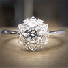 Luxury Alloy Flower Ring For Women With Bright Zircon Electroplated Floral Banquet Engagement Jewelry