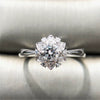 Luxury Alloy Flower Ring For Women With Bright Zircon Electroplated Floral Banquet Engagement Jewelry
