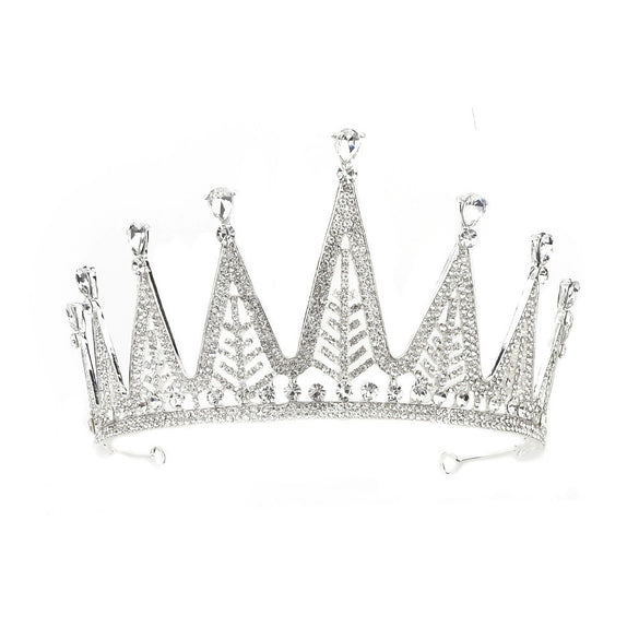Luxury Alloy Rhinestone Crown Headdress For Women Bridal Wedding Birthday Party Goddess Tiara Hair Accessory