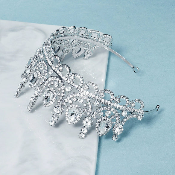 Luxury Alloy Rhinestone Crown Tiara Elegant Wedding Bridal Party Headdress For Women With Diamond Style Detailing