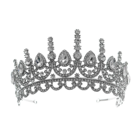 Luxury Alloy Rhinestone Crown Tiara Elegant Wedding Bridal Party Headdress For Women With Diamond Style Detailing