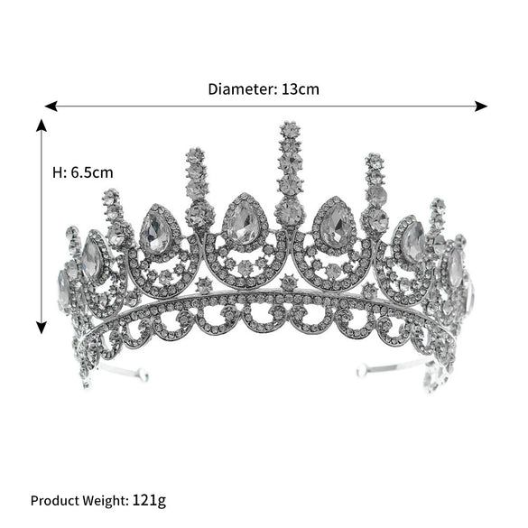Luxury Alloy Rhinestone Crown Tiara Elegant Wedding Bridal Party Headdress For Women With Diamond Style Detailing