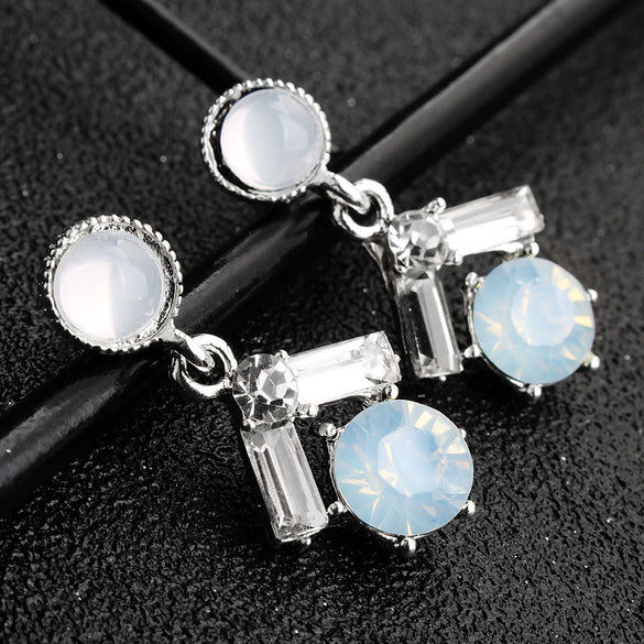 Luxury Bridal Jewelry Retro Marquise Rhinestone Alloy Drop Shape Earrings Set With Gemstones For Women