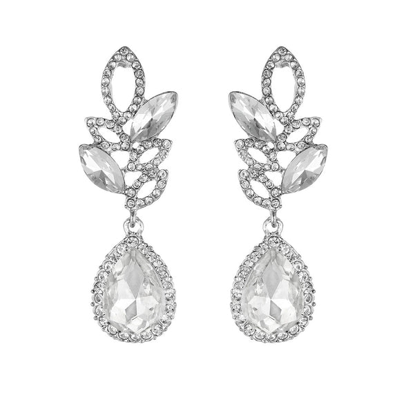 Luxury Bridal Jewelry Retro Marquise Rhinestone Alloy Drop Shape Earrings Set With Gemstones For Women