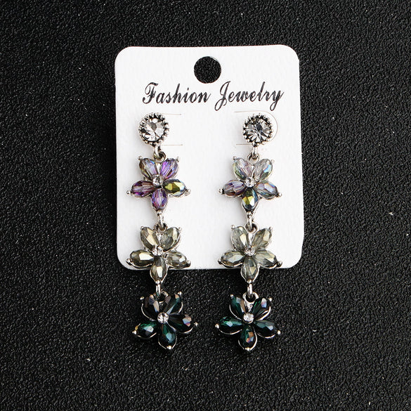 Luxury Bridal Jewelry Retro Marquise Rhinestone Alloy Drop Shape Earrings Set With Gemstones For Women
