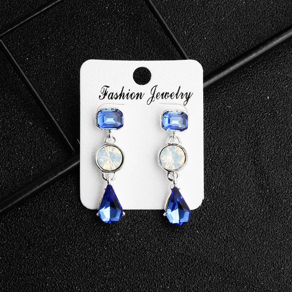 Luxury Bridal Jewelry Retro Marquise Rhinestone Alloy Drop Shape Earrings Set With Gemstones For Women
