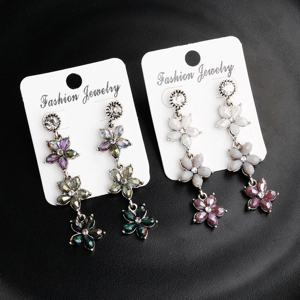 Luxury Bridal Jewelry Retro Marquise Rhinestone Alloy Drop Shape Earrings Set With Gemstones For Women