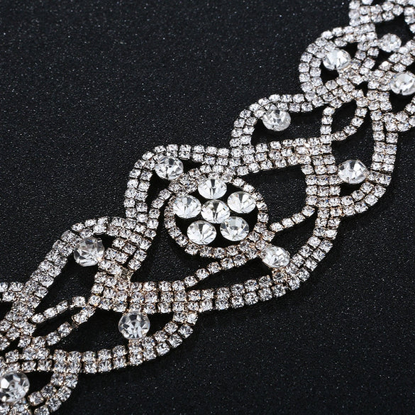 Luxury Bridal Rhinestone Alloy Headband Elegant Plaid Pattern Wedding Hair Accessory For Women