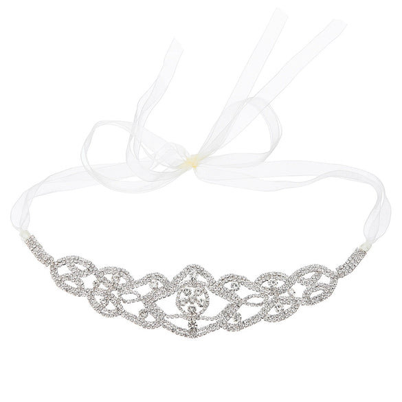 Luxury Bridal Rhinestone Alloy Headband Elegant Plaid Pattern Wedding Hair Accessory For Women