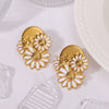 Luxury Chrysanthemum Daisy Earrings For Women Stainless Steel With 18K Furnace Vacuum Plating Geometric Style