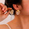 Luxury Chrysanthemum Daisy Earrings For Women Stainless Steel With 18K Furnace Vacuum Plating Geometric Style