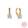 Luxury Classic All Match Four Claw Gemstone S925 Sterling Silver Geometric Earrings With Electroplating