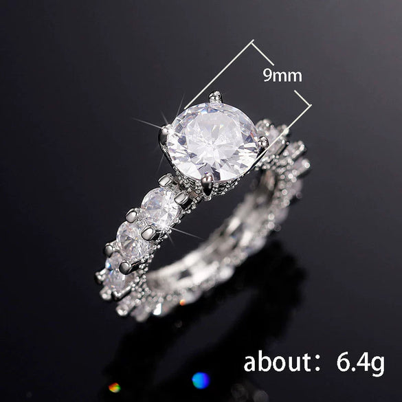 Luxury Copper Inlaid Zircon Women's Geometric Ring