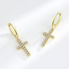Luxury Diamond Design Cross Earrings Copper