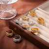 Luxury Diamondembedded Gold Titanium Steel Ring And Earrings Set For Female In Chic Style