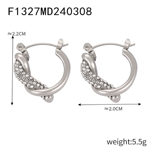Luxury Diamondembedded Gold Titanium Steel Ring And Earrings Set For Female In Chic Style
