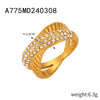 Luxury Diamondembedded Gold Titanium Steel Ring And Earrings Set For Female In Chic Style