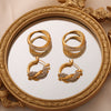 Luxury Diamondembedded Gold Titanium Steel Ring And Earrings Set For Female In Chic Style