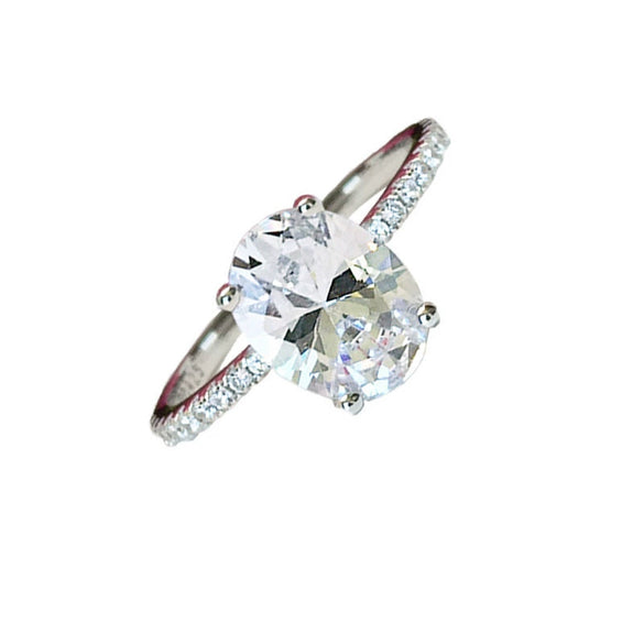 Luxury Electroplated Copper Oval Gemstone Ring With Diamond Encrusted Geometric Design Fashion Wedding Engagement Jewelry