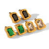 Luxury Electroplated Geometric Stainless Steel Earrings With Zircon Studs For Women