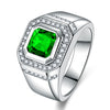 Luxury Elegant Geometric Blue Zircon Ring With Micro Inlaid Square Diamond Design For Unisex