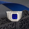 Luxury Elegant Geometric Blue Zircon Ring With Micro Inlaid Square Diamond Design For Unisex