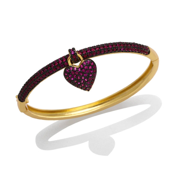 Luxury Elegant Heartshaped Copper Pendant Bracelet With Zircon Inlay